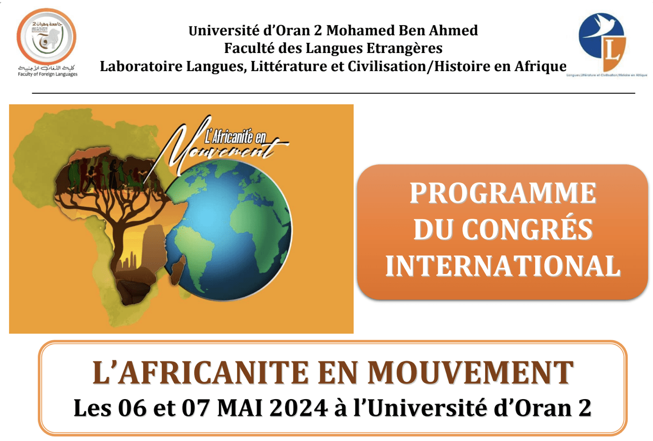 Congrès international intitulé “L’Africanité en mouvement” du 06 et 07 mai 2024